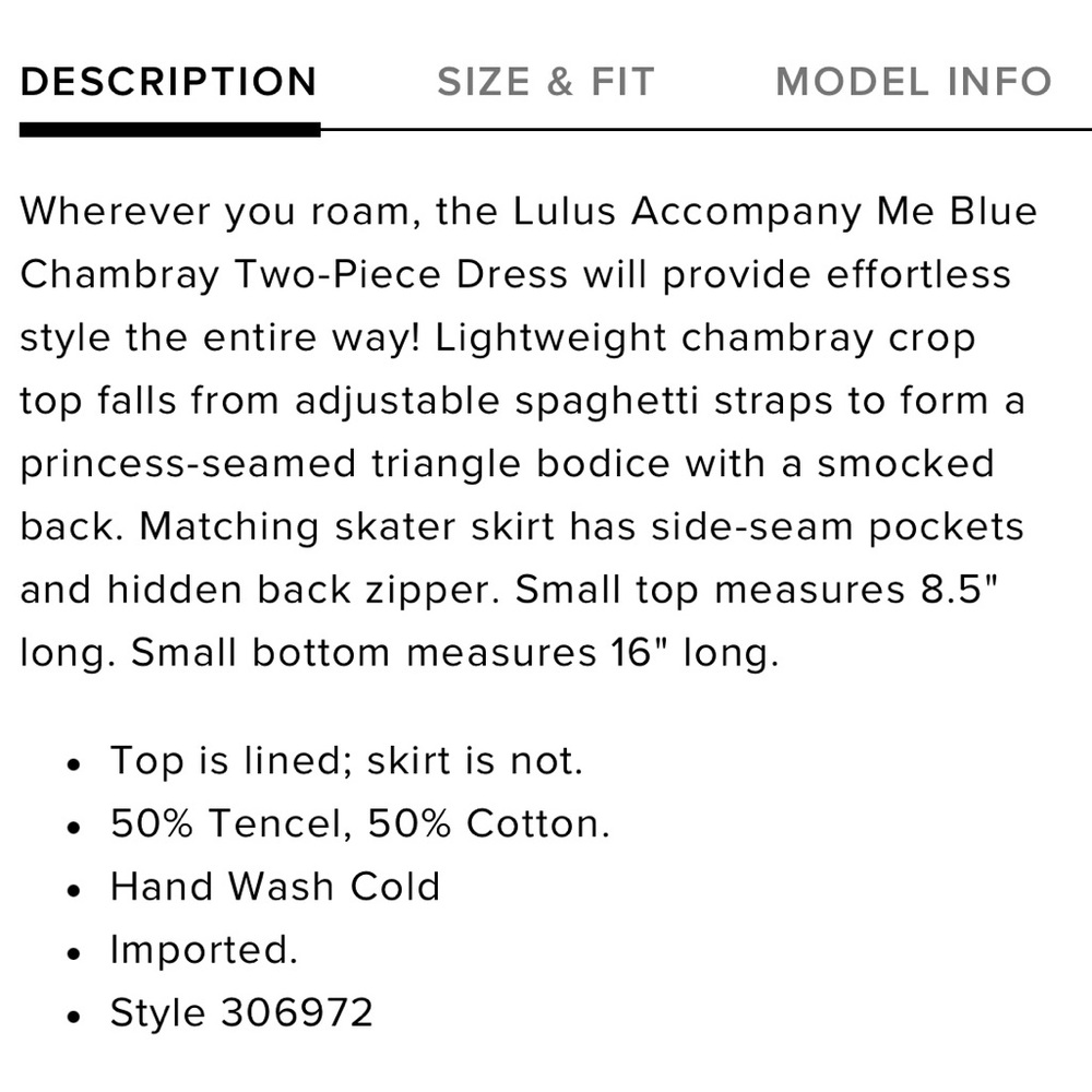 NWT Lulu’s Accompany Me Blue Chambray Two-Piece Dress - Picture 10 of 16